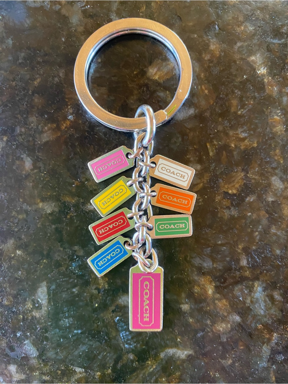 Coach multicolor metal tabs keychain